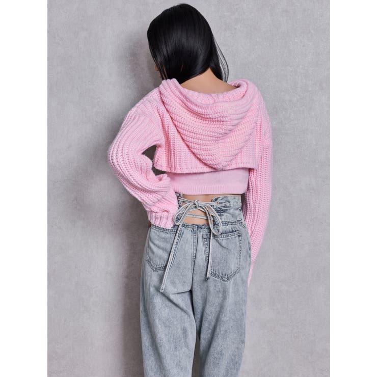 ハイウエストBACK LACE UPストレートデニムパンツ | GYDA | 詳細画像3 