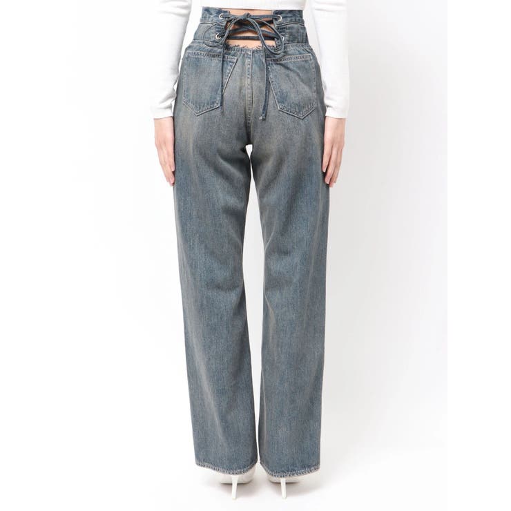 ハイウエストBACK LACE UPストレートデニムパンツ | GYDA | 詳細画像31 