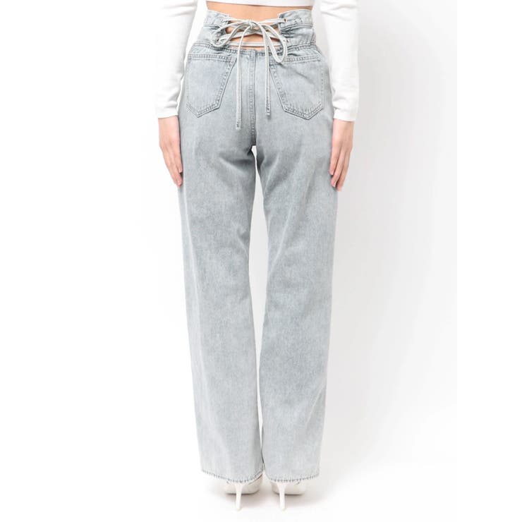 ハイウエストBACK LACE UPストレートデニムパンツ | GYDA | 詳細画像32 