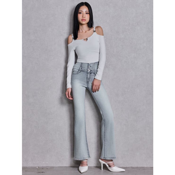 ハイウエストBACK LACE UPストレートデニムパンツ | GYDA | 詳細画像6 