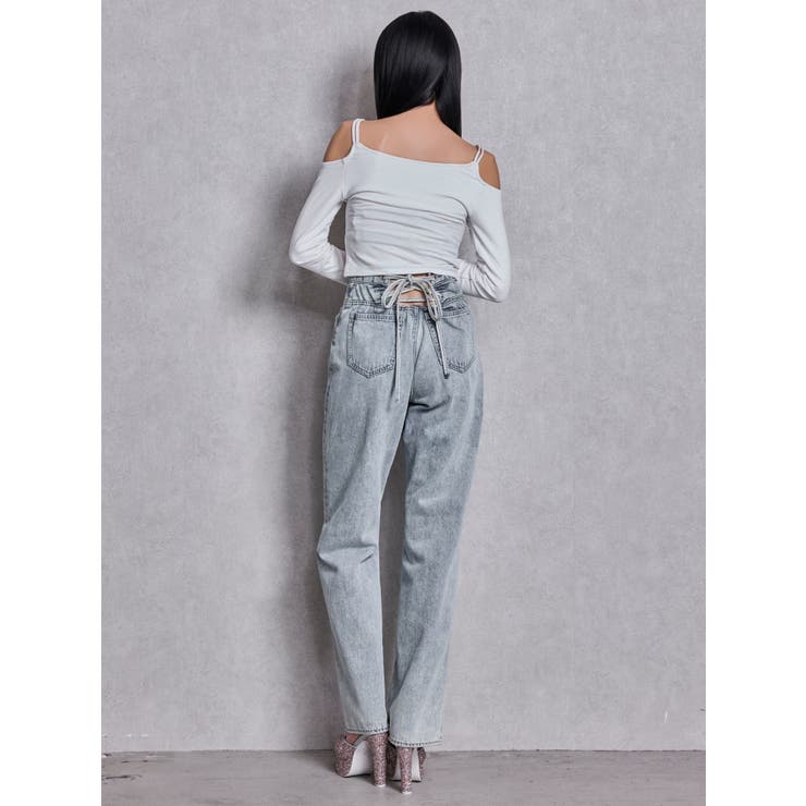 ハイウエストBACK LACE UPストレートデニムパンツ | GYDA | 詳細画像7 