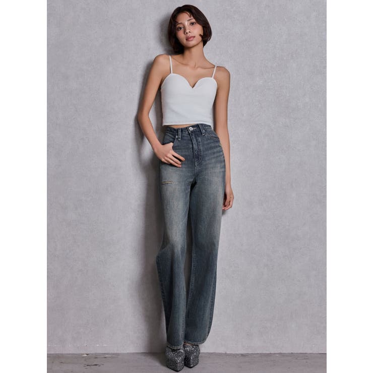 ハイウエストBACK LACE UPストレートデニムパンツ | GYDA | 詳細画像9 