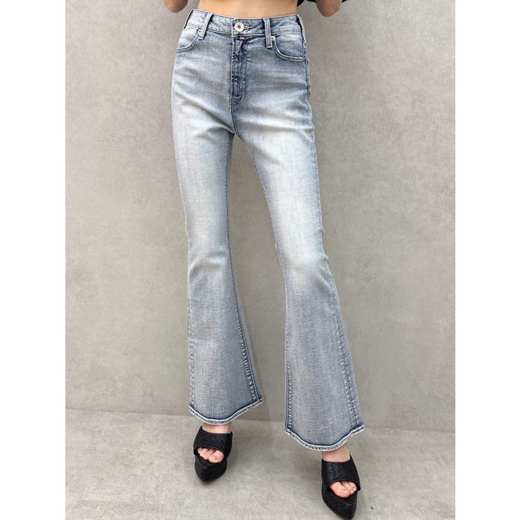 アイスブルー | ハイウエストBASICフレアデニムパンツ | GYDA