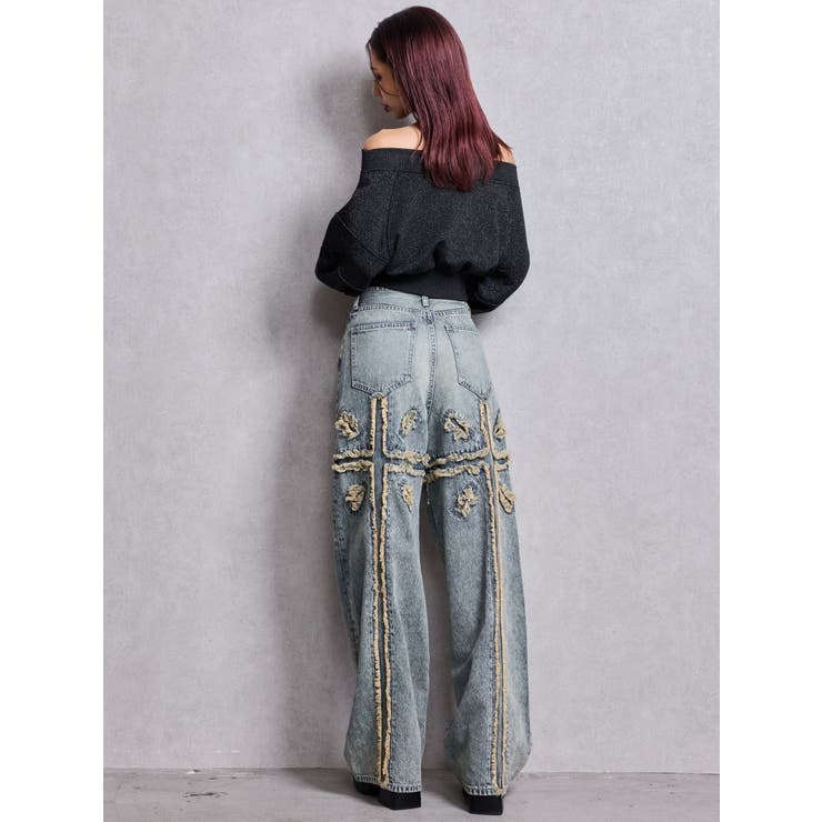 ハイウエストBACK CROSS POINTワイドデニムパンツ | GYDA | 詳細画像22 