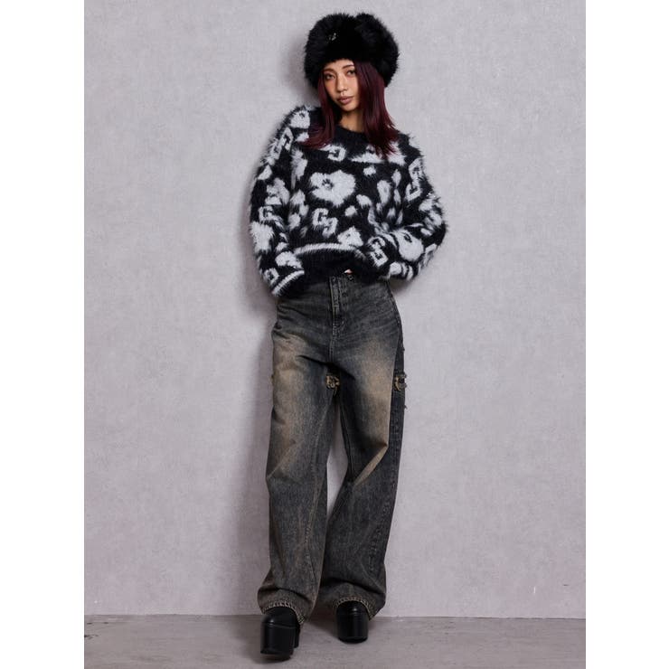 ハイウエストBACK CROSS POINTワイドデニムパンツ | GYDA | 詳細画像31 