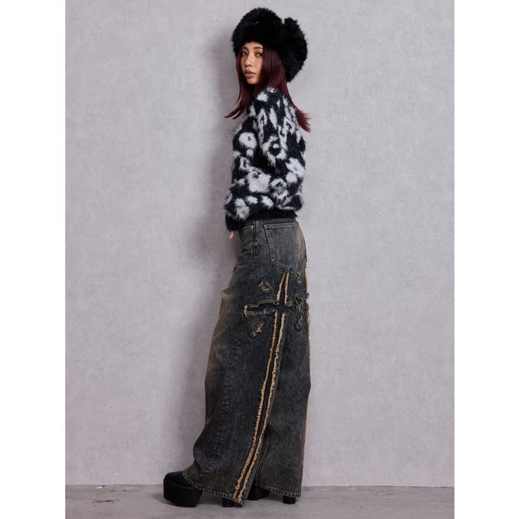 ハイウエストBACK CROSS POINTワイドデニムパンツ | GYDA | 詳細画像32 