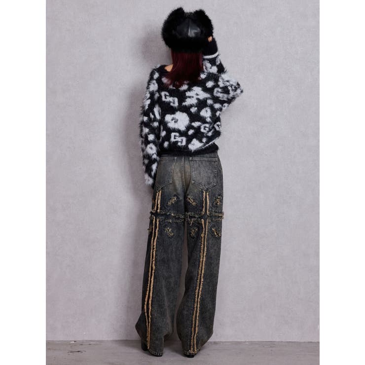 ハイウエストBACK CROSS POINTワイドデニムパンツ | GYDA | 詳細画像33 