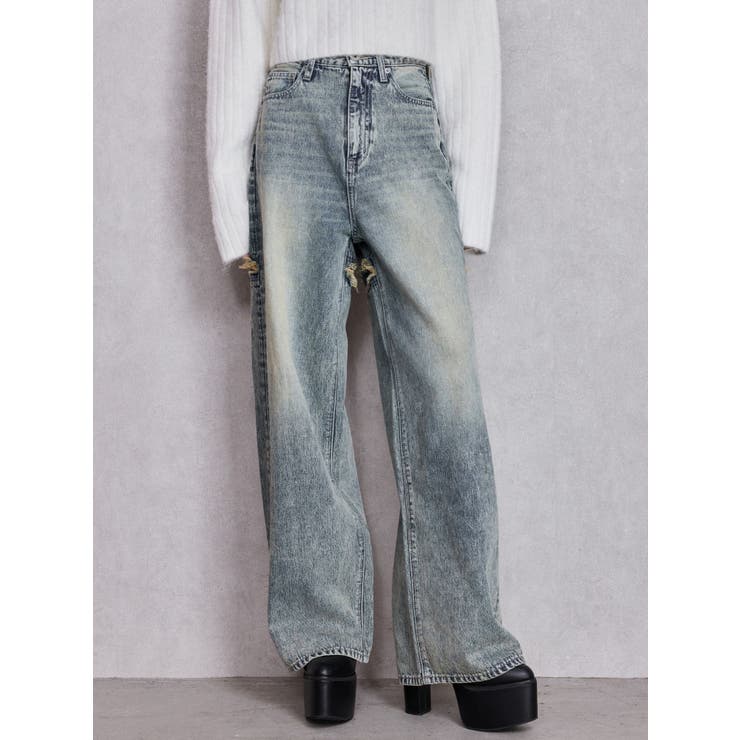 ハイウエストBACK CROSS POINTワイドデニムパンツ | GYDA | 詳細画像36 