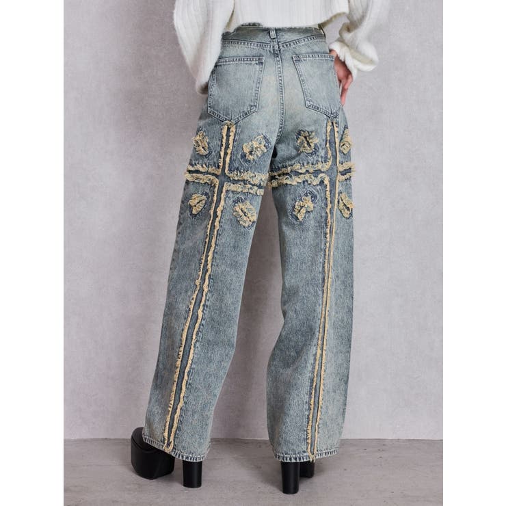 ハイウエストBACK CROSS POINTワイドデニムパンツ | GYDA | 詳細画像38 