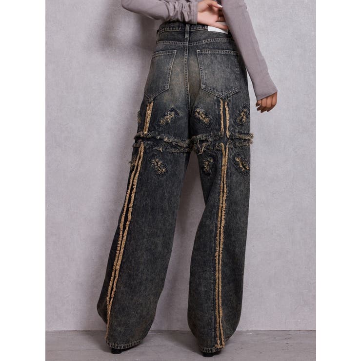 ハイウエストBACK CROSS POINTワイドデニムパンツ | GYDA | 詳細画像40 