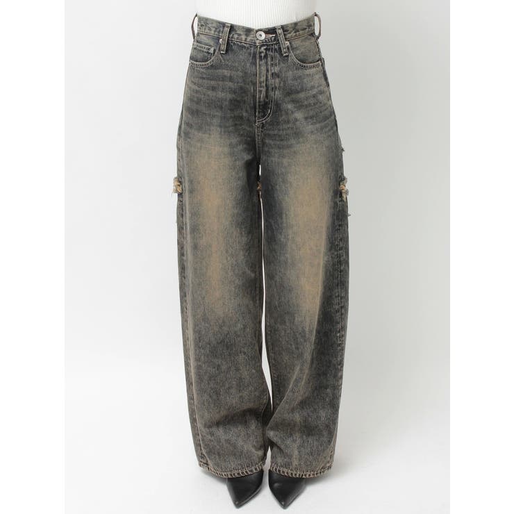 ハイウエストBACK CROSS POINTワイドデニムパンツ | GYDA | 詳細画像41 