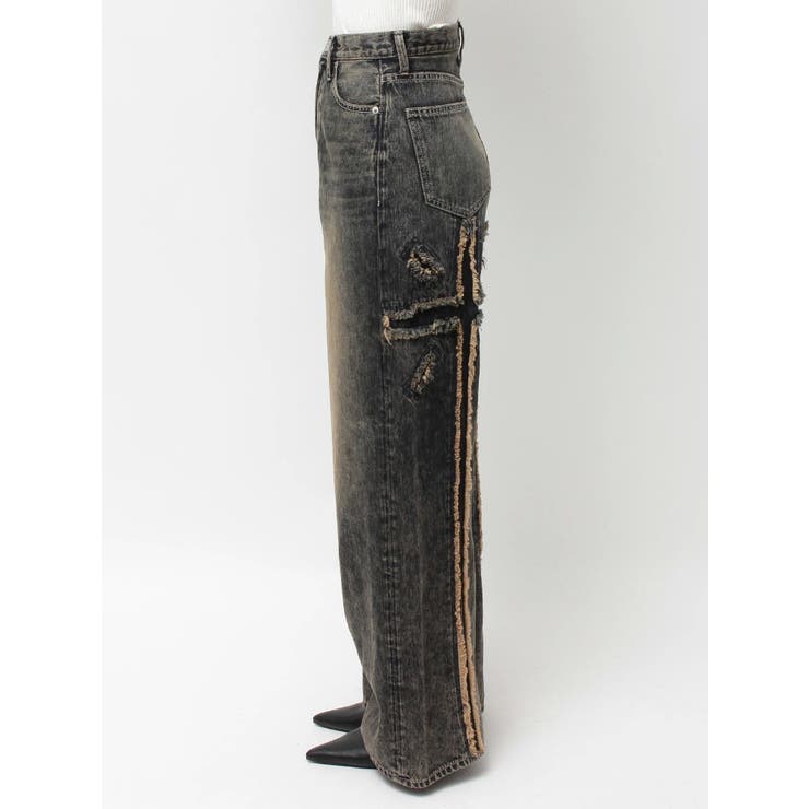 ハイウエストBACK CROSS POINTワイドデニムパンツ | GYDA | 詳細画像42 