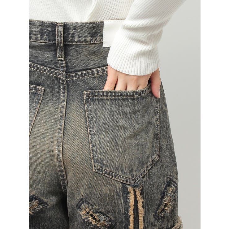 ハイウエストBACK CROSS POINTワイドデニムパンツ | GYDA | 詳細画像45 