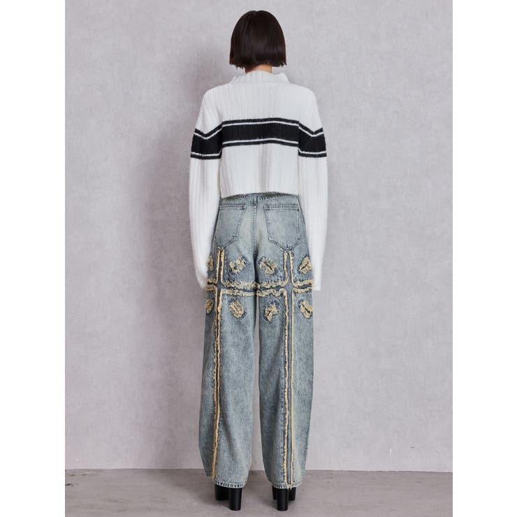 ハイウエストBACK CROSS POINTワイドデニムパンツ | GYDA | 詳細画像5 