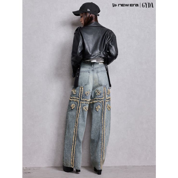 ハイウエストBACK CROSS POINTワイドデニムパンツ | GYDA | 詳細画像9 