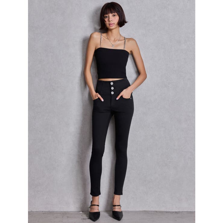 ハイウエストウエストクロススキニーデニムパンツ | GYDA | 詳細画像12 