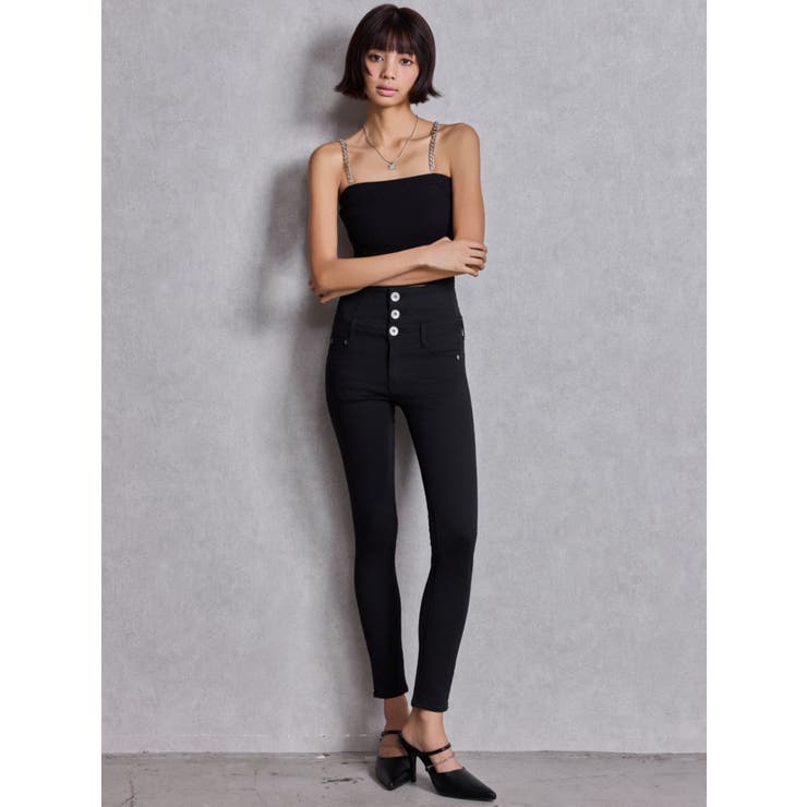 ハイウエストウエストクロススキニーデニムパンツ | GYDA | 詳細画像13 