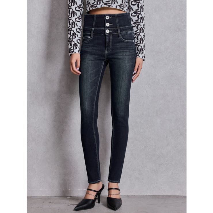 ハイウエストウエストクロススキニーデニムパンツ | GYDA | 詳細画像2 