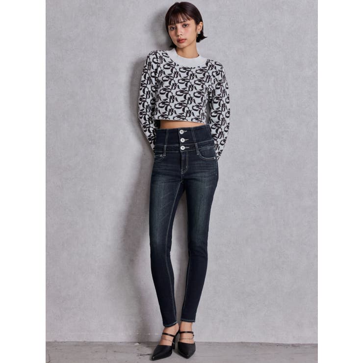 ハイウエストウエストクロススキニーデニムパンツ | GYDA | 詳細画像4 