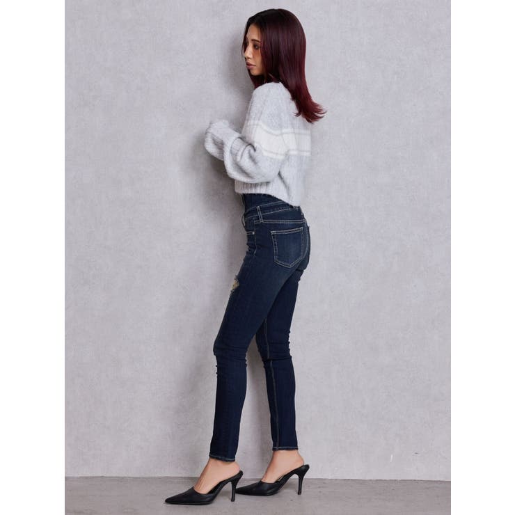 ハイウエストバッククロスダメージスキニーデニムパンツ | GYDA | 詳細画像31 