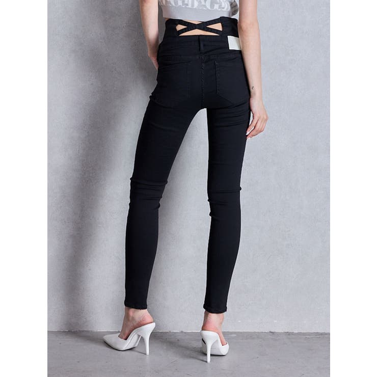 ハイウエストバッククロスダメージスキニーデニムパンツ | GYDA | 詳細画像37 