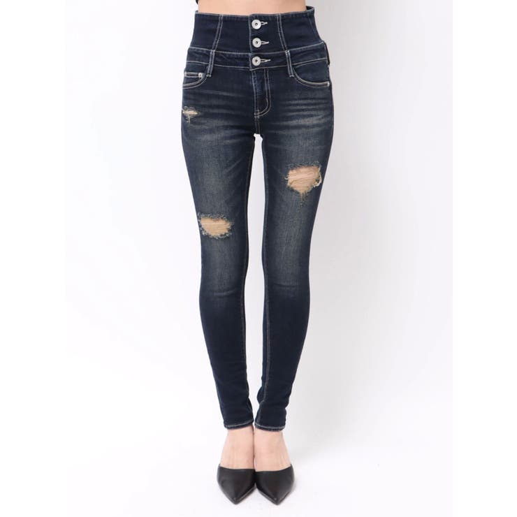 ハイウエストバッククロスダメージスキニーデニムパンツ | GYDA | 詳細画像38 