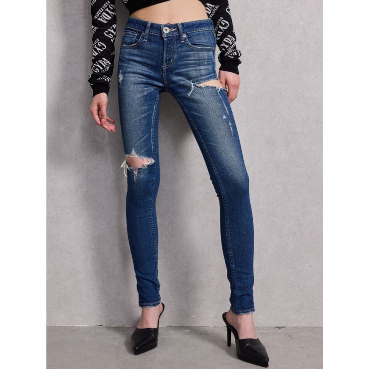 ミドルウエストSIDE RIPPEDスキニーデニムパンツ | GYDA | 詳細画像13 