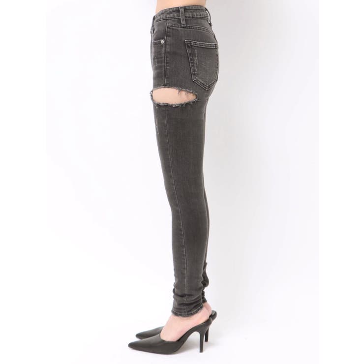 ミドルウエストSIDE RIPPEDスキニーデニムパンツ | GYDA | 詳細画像40 