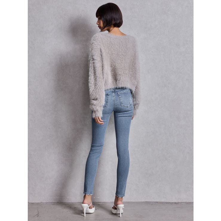 ミドルウエストSIDE RIPPEDスキニーデニムパンツ | GYDA | 詳細画像7 