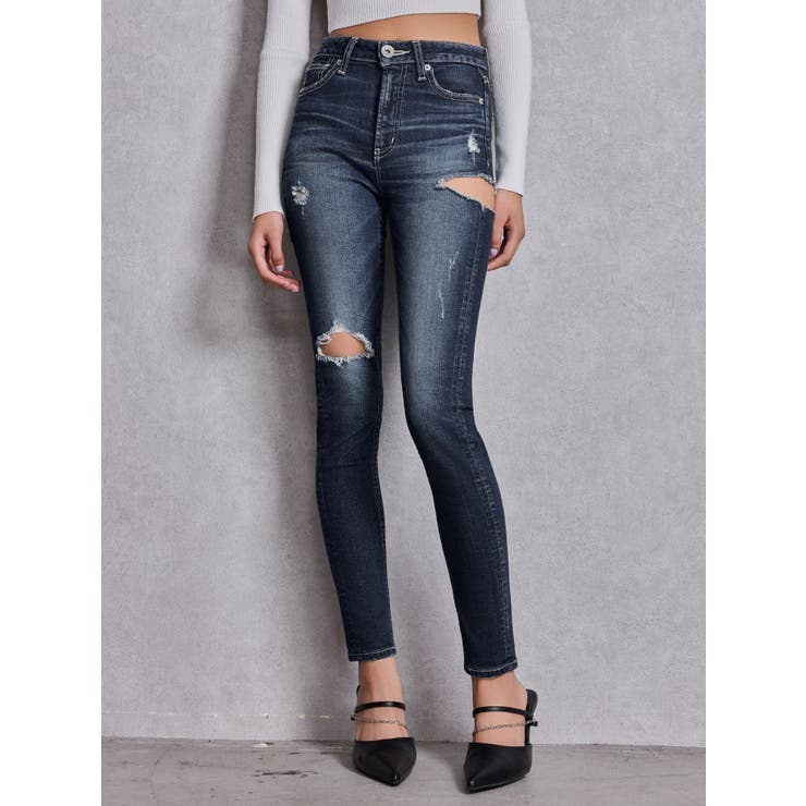 ミドルウエストSIDE RIPPEDスキニーデニムパンツ | GYDA | 詳細画像9 