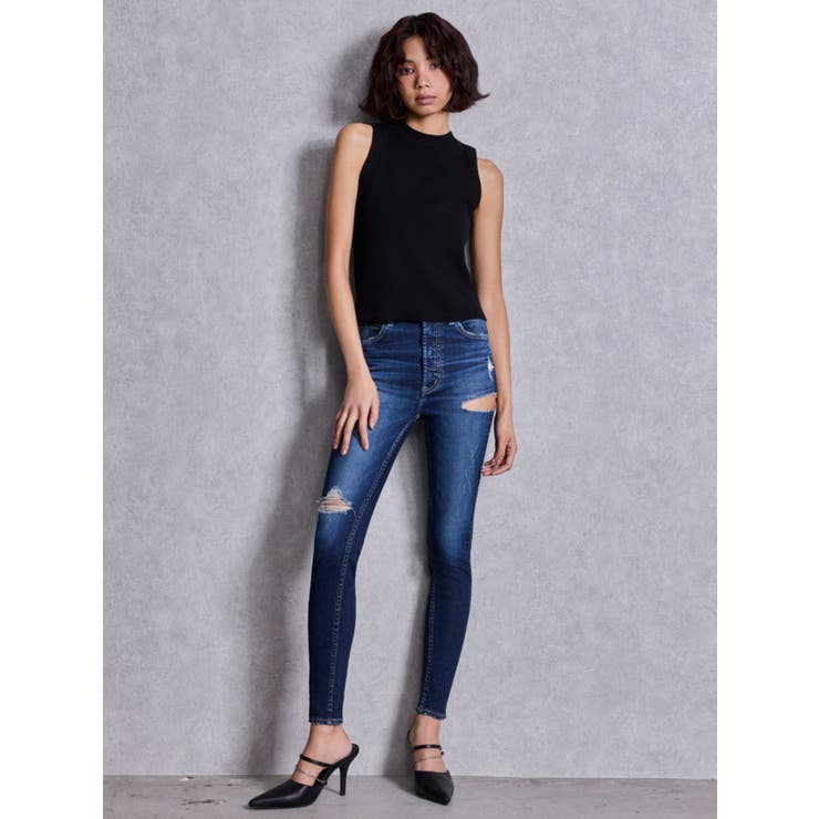 ハイウエストSIDE RIPPED スキニーデニムパンツ | GYDA | 詳細画像10 