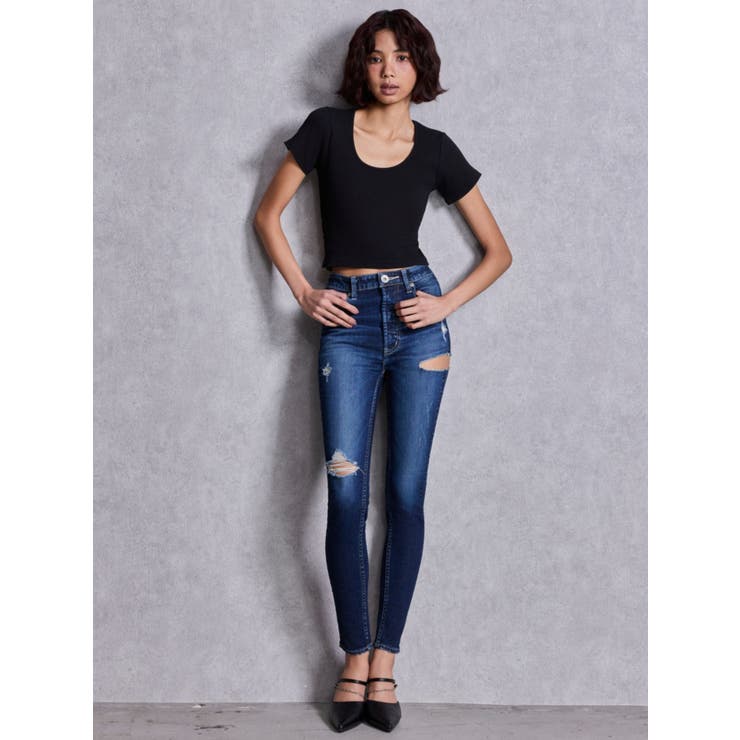 ハイウエストSIDE RIPPED スキニーデニムパンツ | GYDA | 詳細画像12 