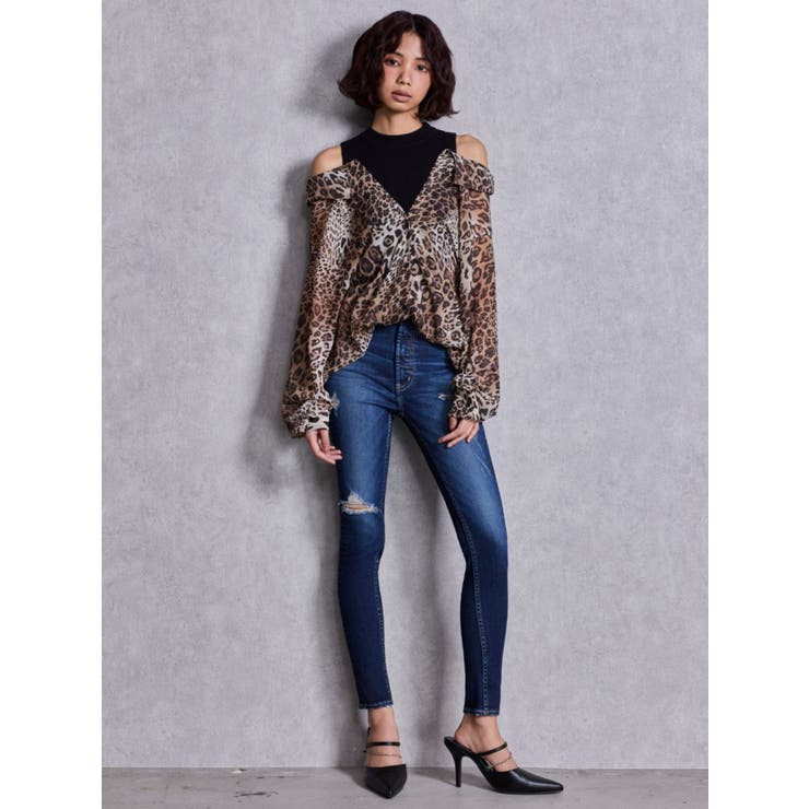 ハイウエストSIDE RIPPED スキニーデニムパンツ | GYDA | 詳細画像6 