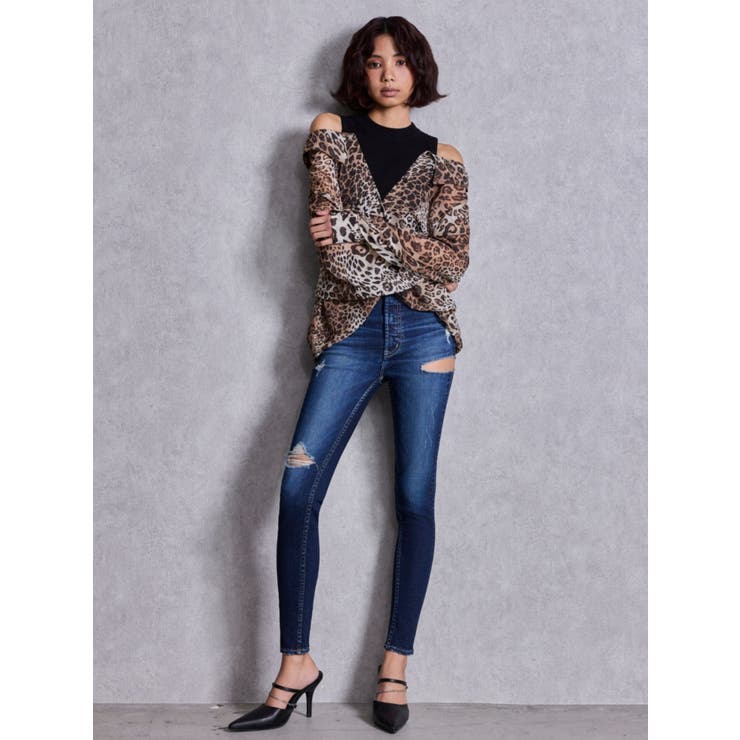 ハイウエストSIDE RIPPED スキニーデニムパンツ | GYDA | 詳細画像7 