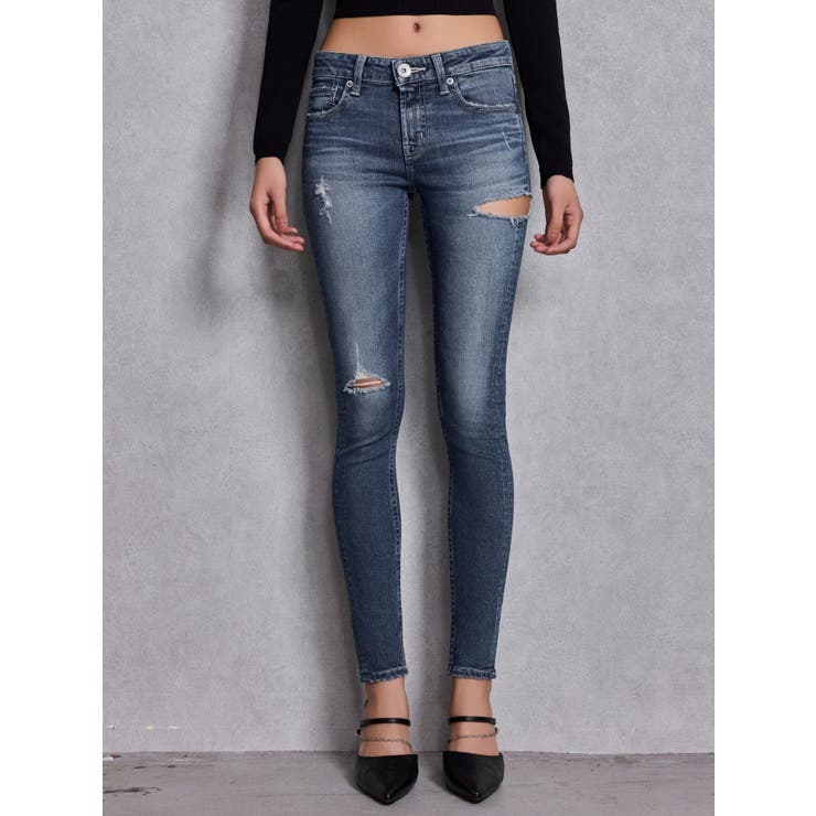 ジャストウエストSIDE RIPPEDスキニーデニムパンツ | GYDA | 詳細画像11 