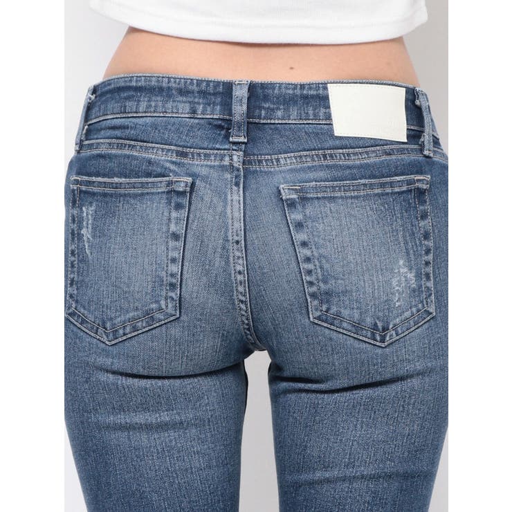 ジャストウエストSIDE RIPPEDスキニーデニムパンツ | GYDA | 詳細画像18 