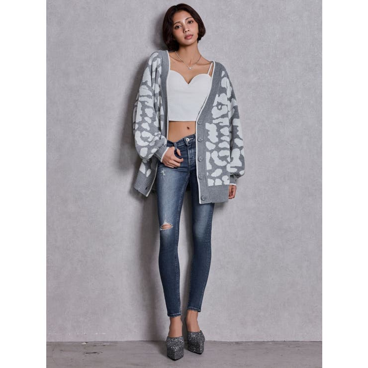 ジャストウエストSIDE RIPPEDスキニーデニムパンツ | GYDA | 詳細画像6 