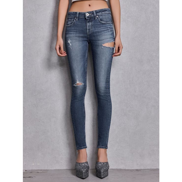 ジャストウエストSIDE RIPPEDスキニーデニムパンツ | GYDA | 詳細画像8 