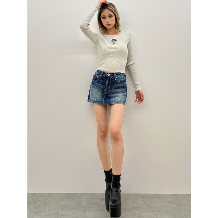 bijouデニムスカートライクショートパンツ | GYDA | 詳細画像34 