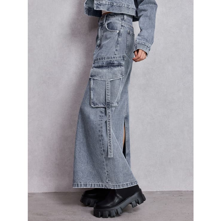ハイウエストG bijou CARGOデニムロングスカート | GYDA | 詳細画像18 