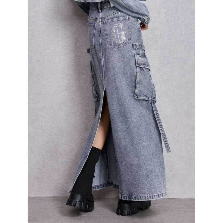 ハイウエストG bijou CARGOデニムロングスカート | GYDA | 詳細画像2 