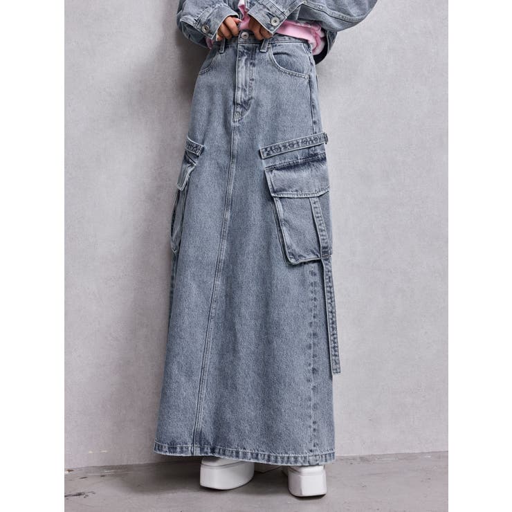 ハイウエストG bijou CARGOデニムロングスカート | GYDA | 詳細画像21 