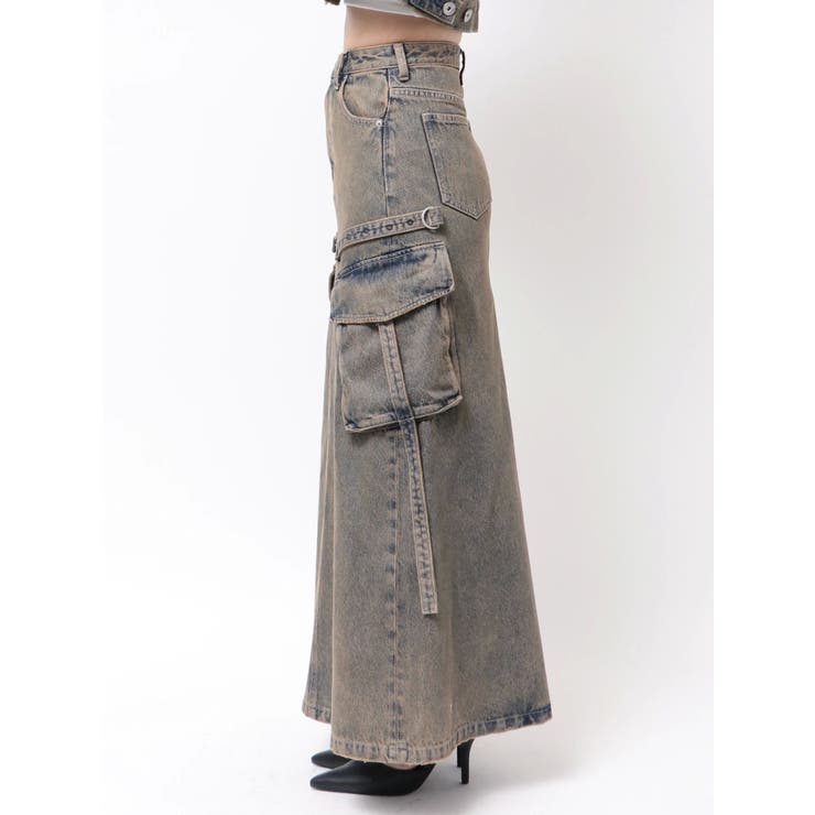 ハイウエストG bijou CARGOデニムロングスカート | GYDA | 詳細画像25 