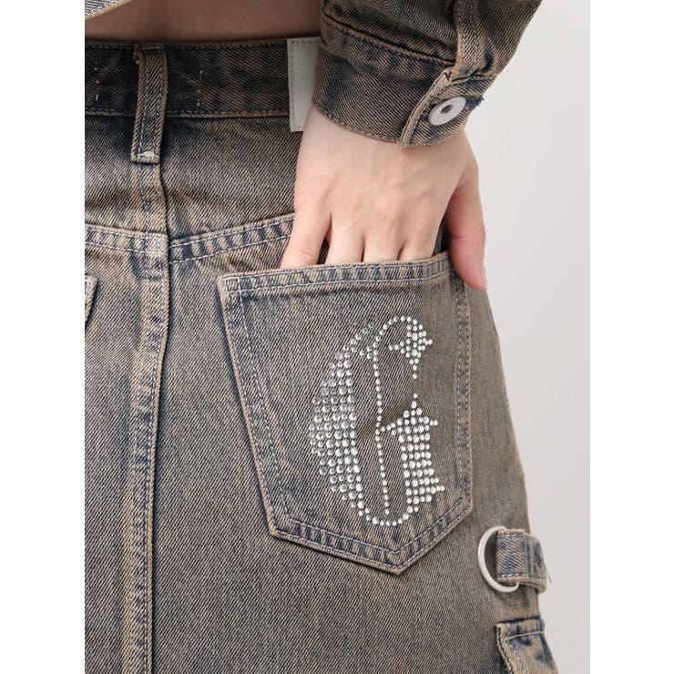 ハイウエストG bijou CARGOデニムロングスカート | GYDA | 詳細画像28 