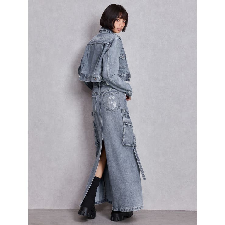 ハイウエストG bijou CARGOデニムロングスカート | GYDA | 詳細画像4 