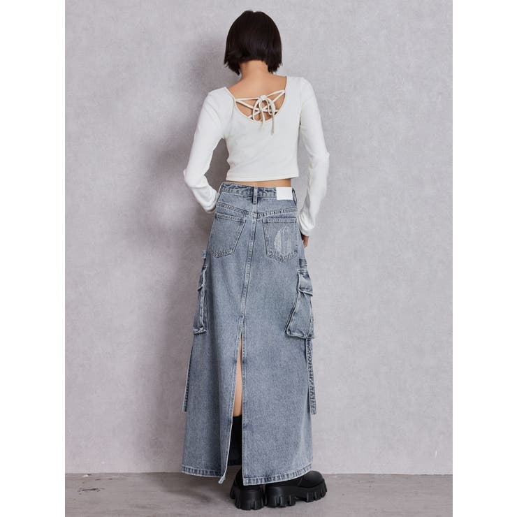 ハイウエストG bijou CARGOデニムロングスカート | GYDA | 詳細画像6 