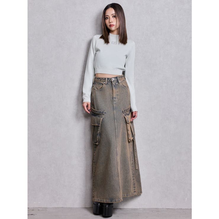 ハイウエストG bijou CARGOデニムロングスカート | GYDA | 詳細画像9 