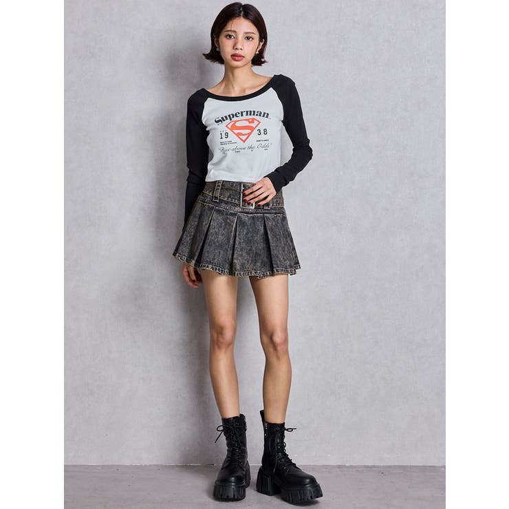 ハイウエストWIDE BELTプリーツデニムスカートライクショートパンツ | GYDA | 詳細画像14 