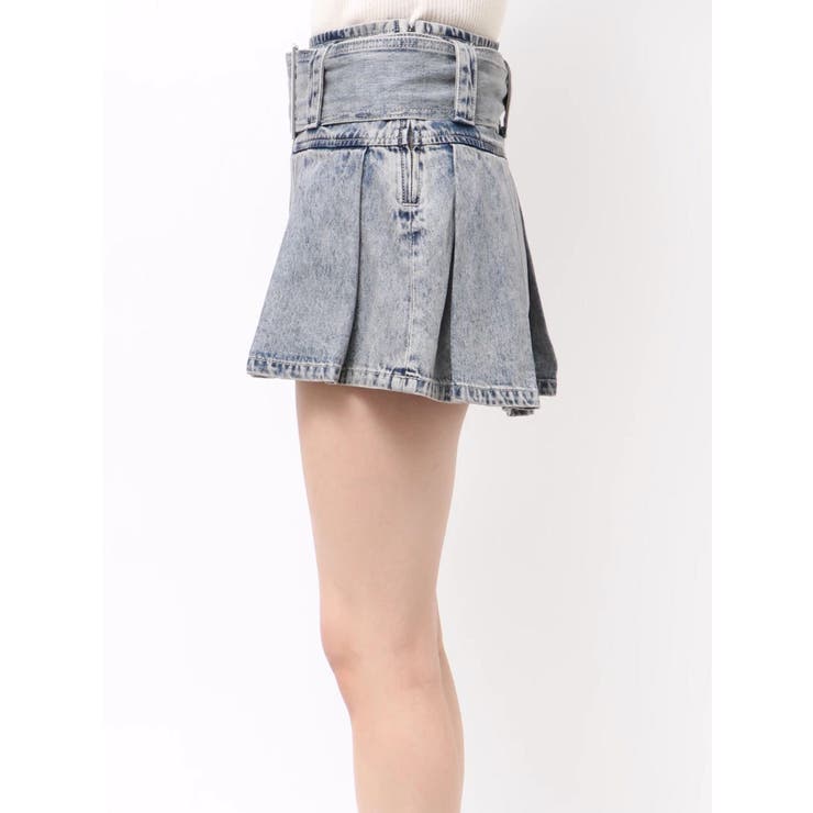 ハイウエストWIDE BELTプリーツデニムスカートライクショートパンツ | GYDA | 詳細画像28 