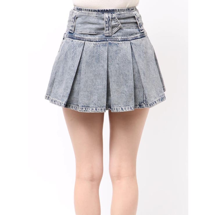 ハイウエストWIDE BELTプリーツデニムスカートライクショートパンツ | GYDA | 詳細画像29 